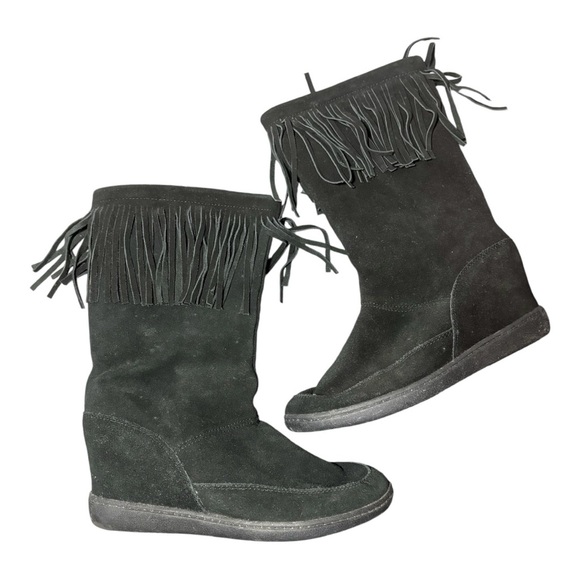 SKECHERS SKCH+3 Suede Fringed Hidden Wedge Boots - Picture 2 of 8